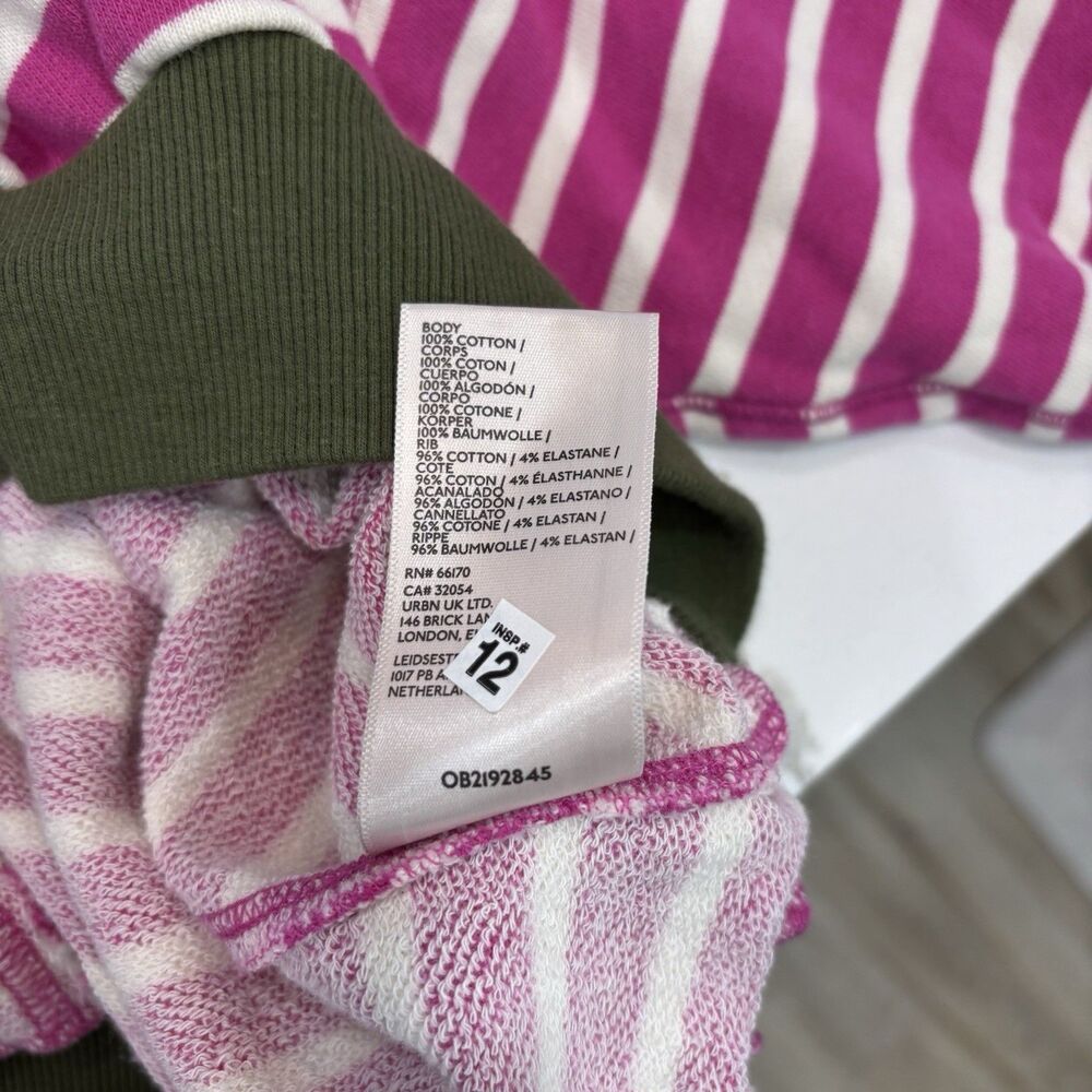 Pilcro Sweatshirt Womens Size Small Niki Bubble Anthropologie Pink Green Stripe - Picture 5 of 6